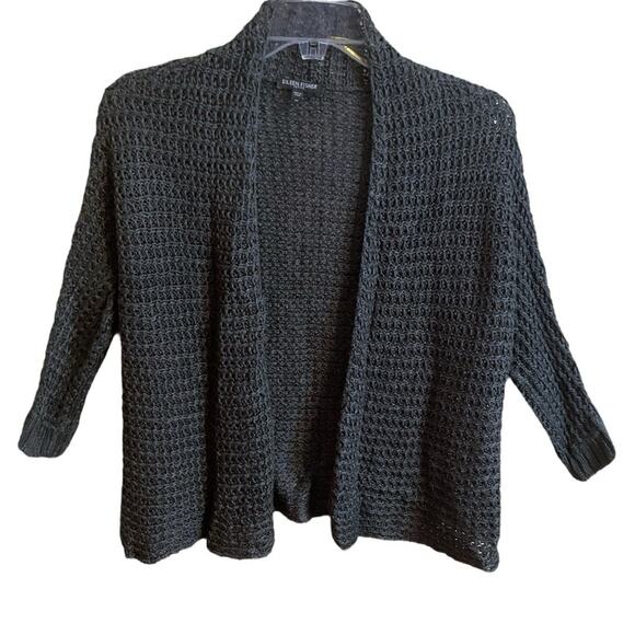Eileen Fisher Green Linen Silk Open Weave Cardigan PJ Women's Size PP - Picture 1 of 9